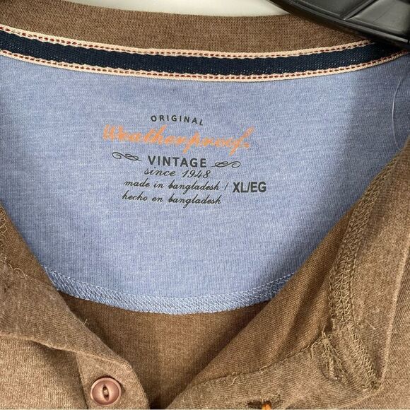 Weatherproof Men’s Henley Neck Long Sleeve Tan Shirt size XL - Picture 2 of 3
